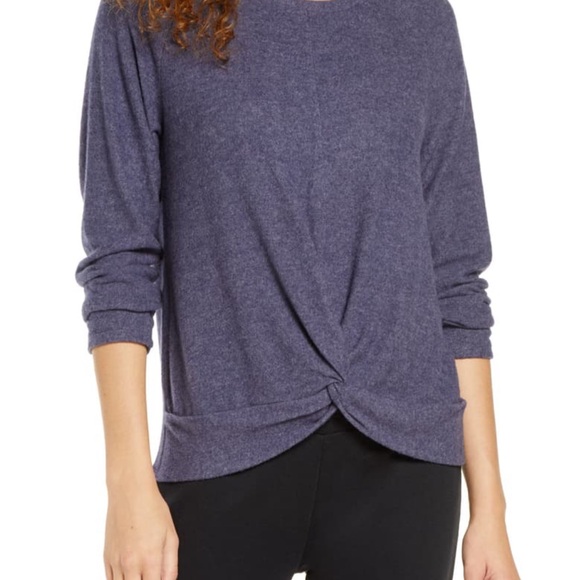 Socialite Twist Front Brushed Hacci Sweatshirt - Picture 2 of 9